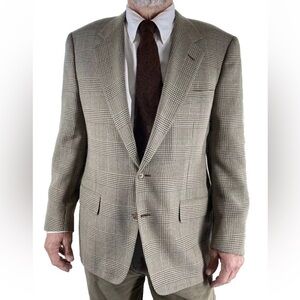 Corneliani Sport Coat Tag Sz 50 (US ~ 40) Chest 42 Glen Plaid 2-Button Wool Silk